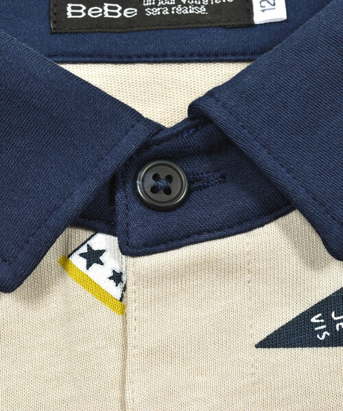 【セール】フラッグプリント長袖ポロシャツ(90~140cm)（ポロシャツ）｜BeBe（ベベ）