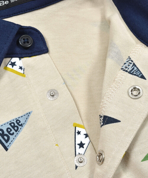【セール】フラッグプリント長袖ポロシャツ(90~140cm)（ポロシャツ）｜BeBe（ベベ）
