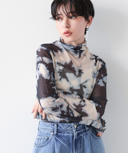 RAGEBLUE(レイジブルー)の「ニュアンス柄/シアーTシャツ(Tシャツ/カットソー・レディース・ライトブルー/ブラック・FREE)」の13枚目の写真