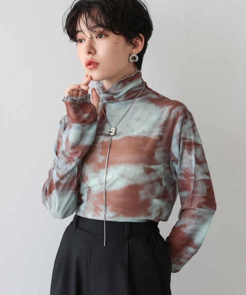 RAGEBLUE(レイジブルー)の「ニュアンス柄/シアーTシャツ(Tシャツ/カットソー・レディース・ライトブルー/ブラック・FREE)」の6枚目の写真