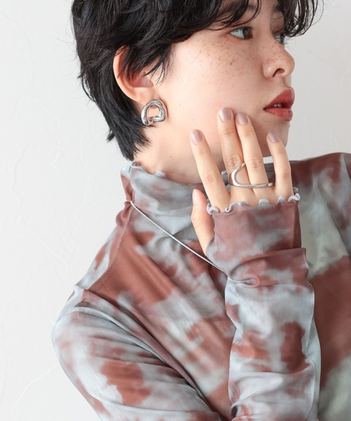 RAGEBLUE(レイジブルー)の「ニュアンス柄/シアーTシャツ(Tシャツ/カットソー・レディース・ライトブルー/ブラック・FREE)」の12枚目の写真