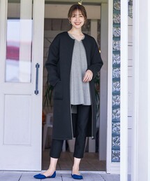 パイピングノーカラーダンボールコート