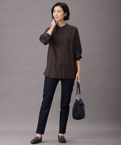 J.PRESS(ジェイプレス)の「【洗える】Pe/Vis サイロチェック ブラウス(シャツ/ブラウス・レディース・ネイビー系3/ブラック系3・9/11)」の13枚目の写真