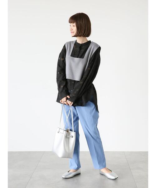 Lugnoncure(ルノンキュール)の「バックシャンビスチェニット(ベスト・レディース・オフホワイト/グレー/ブラック・F)」の8枚目の写真