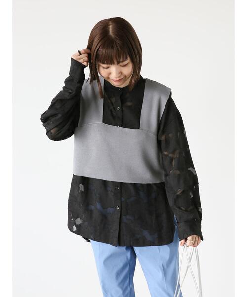Lugnoncure(ルノンキュール)の「バックシャンビスチェニット(ベスト・レディース・オフホワイト/グレー/ブラック・F)」の9枚目の写真