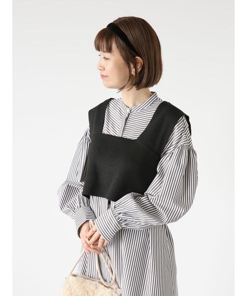 Lugnoncure(ルノンキュール)の「バックシャンビスチェニット(ベスト・レディース・オフホワイト/グレー/ブラック・F)」の14枚目の写真