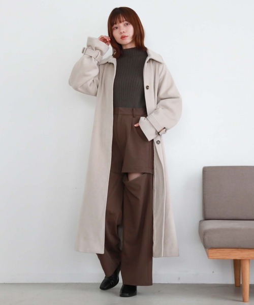 archives（アルシーヴ）の「ステンカラーロングコート（ステンカラーコート・レディース・ベージュ/ブラック/アイボリー・MEDIUM）」の17枚目の写真