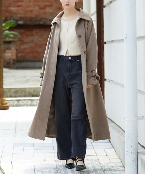 archives（アルシーヴ）の「ステンカラーロングコート（ステンカラーコート・レディース・ベージュ/ブラック/アイボリー・MEDIUM）」の12枚目の写真