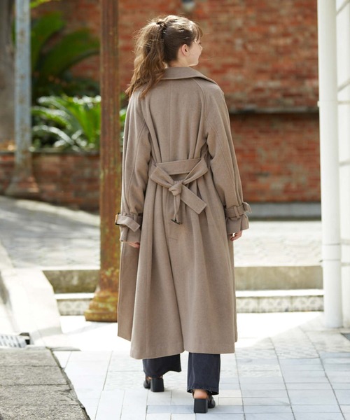 archives（アルシーヴ）の「ステンカラーロングコート（ステンカラーコート・レディース・ベージュ/ブラック/アイボリー・MEDIUM）」の6枚目の写真