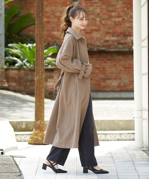 archives（アルシーヴ）の「ステンカラーロングコート（ステンカラーコート・レディース・ベージュ/ブラック/アイボリー・MEDIUM）」の5枚目の写真