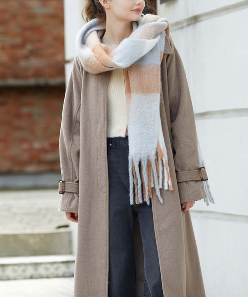 archives（アルシーヴ）の「ステンカラーロングコート（ステンカラーコート・レディース・ベージュ/ブラック/アイボリー・MEDIUM）」の14枚目の写真