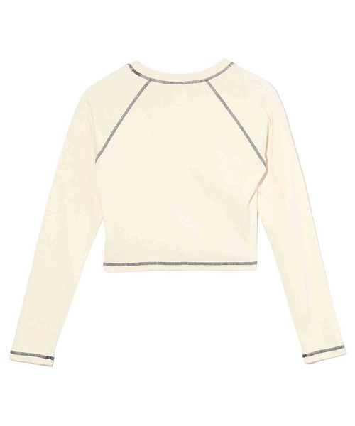 X-girl（エックスガール）の「BUTTERFLY RAGLAN L/S BABY TEE（Tシャツ/カットソー・レディース・オフホワイト/ブラック/ブラウン・M/S）」の4枚目の写真