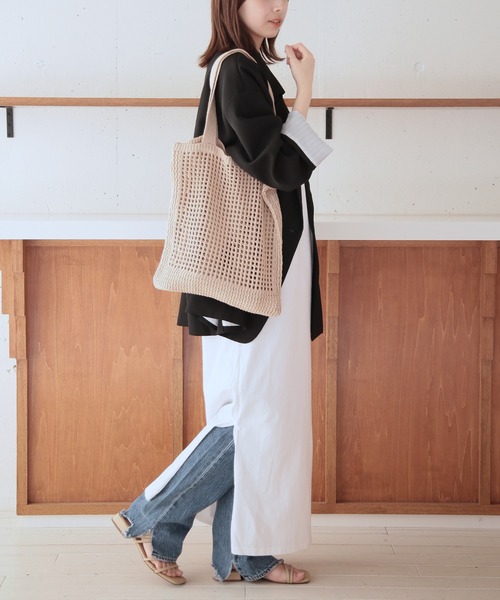 SETUP7(セットアップセブン)の「【SETUP7】メッシュ編みトートバッグ SCCH419(トートバッグ・レディース・ピンク/ブラック/グリーン/オレンジ/ベージュ/パープル/アイボリー・FREE)」の18枚目の写真