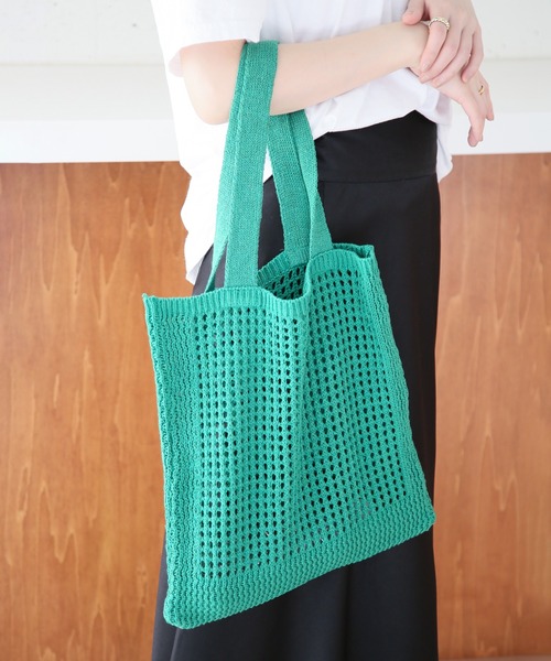 SETUP7(セットアップセブン)の「【SETUP7】メッシュ編みトートバッグ SCCH419(トートバッグ・レディース・ピンク/ブラック/グリーン/オレンジ/ベージュ/パープル/アイボリー・FREE)」の21枚目の写真