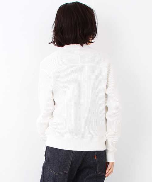 BEAMS BOY（ビームスボーイ）の「Jackman / ワッフル ミドルネック トップス 15（スウェット・レディース・ホワイト/ブラック・ONE SIZE）」の14枚目の写真