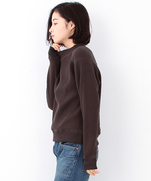 BEAMS BOY（ビームスボーイ）の「Jackman / ワッフル ミドルネック トップス 15（スウェット・レディース・ホワイト/ブラック・ONE SIZE）」の16枚目の写真