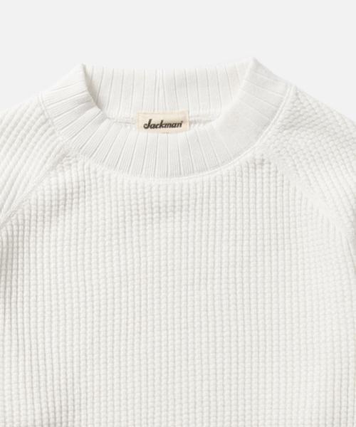 BEAMS BOY（ビームスボーイ）の「Jackman / ワッフル ミドルネック トップス 15（スウェット・レディース・ホワイト/ブラック・ONE SIZE）」の7枚目の写真