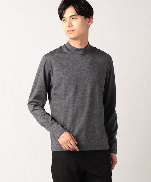 COMME CA MEN（コムサメン）の「【ウォッシャブルウール】 モックネック長袖Tシャツ（Tシャツ/カットソー・メンズ・グレー/ブラック/ブルー/ダークブラウン・M/L）」の3枚目の写真