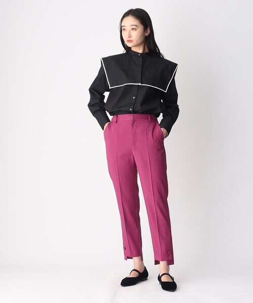 OPAQUE.CLIP(オペークドットクリップ)の「◆【大草直子さんコラボ】2way裾ボタンテーパードパンツ(その他パンツ・レディース・ダークブラウン/ブラック/ピンク系・40/38/36)」の13枚目の写真