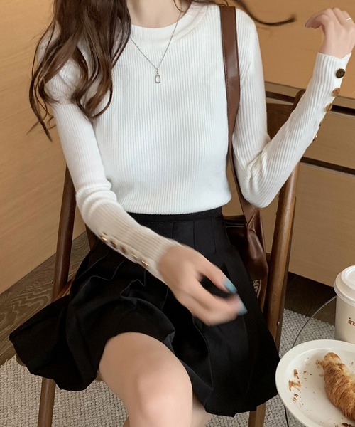 NinaetLina（ニナエリナ）の「裏フリースボアリブニット（ニット/セーター・レディース・ベージュ/ピンク/ブルー/レッド/ブラック/ホワイト・FREE）」の10枚目の写真