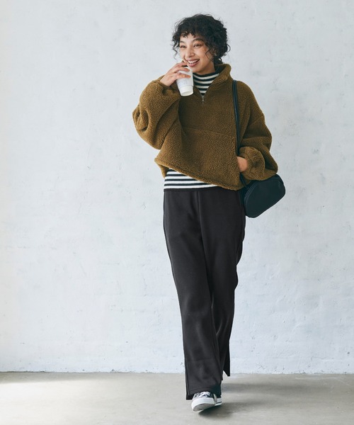 coca(coca)(コカ)の「ふわりースリットパンツ(スウェットパンツ・レディース・ブラック/チャコール・M/L)」の8枚目の写真