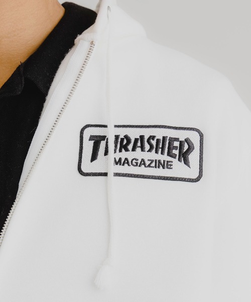 THRASHER(スラッシャー)の「CLASSIC WAPPEN ZIP HOODIE SWEAT PARKA/スラッシャー10oz(オンス)裏起毛ヘビーウェイトワッペンジップアップパーカー・フーディー(パーカー・メンズ・ホワイト/アッシュグレー/ブラック/ネイビー・X-LARGE/MEDIUM/LARGE)」の18枚目の写真