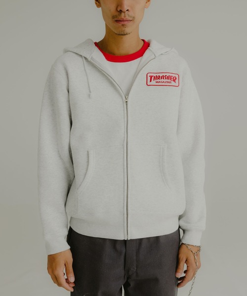 THRASHER(スラッシャー)の「CLASSIC WAPPEN ZIP HOODIE SWEAT PARKA/スラッシャー10oz(オンス)裏起毛ヘビーウェイトワッペンジップアップパーカー・フーディー(パーカー・メンズ・ホワイト/アッシュグレー/ブラック/ネイビー・X-LARGE/MEDIUM/LARGE)」の20枚目の写真