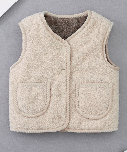 セール】キッズ シャギーフリーズのパイピングボアベスト（ベスト