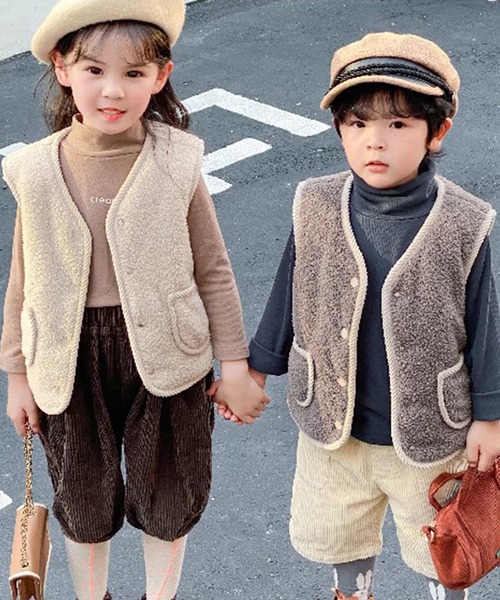 セール】キッズ シャギーフリーズのパイピングボアベスト（ベスト