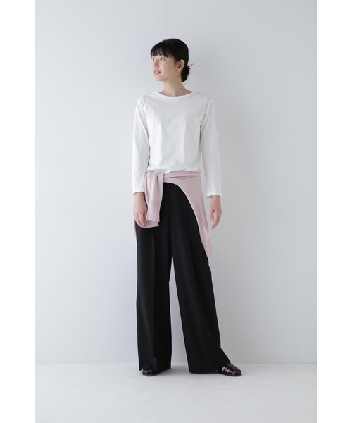human woman(ヒューマンウーマン)の「◆オーガニック綿天竺長袖Tシャツ(Tシャツ/カットソー・レディース・ネイビー/ホワイト・LARGE/MEDIUM)」の7枚目の写真