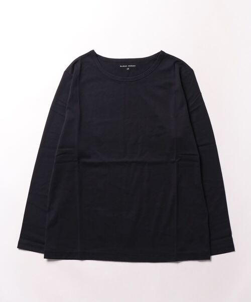 human woman(ヒューマンウーマン)の「◆オーガニック綿天竺長袖Tシャツ(Tシャツ/カットソー・レディース・ネイビー/ホワイト・LARGE/MEDIUM)」の3枚目の写真