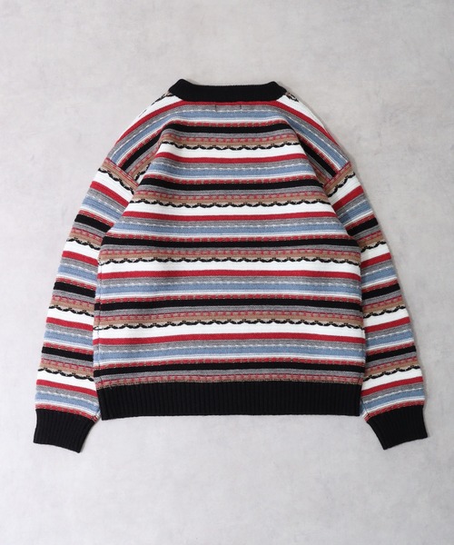 【セール】編み地切替 ルーズサイズ 3Dボーダーニット（ニット/セーター）｜FUNALIVE（ファンアライブ）