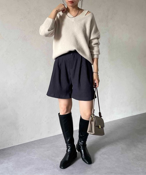 Thevon(ゼボン)の「起毛タックハーフパンツ(その他パンツ・レディース・チャコールグレー/ベージュ/ブラック・FREE)」の14枚目の写真