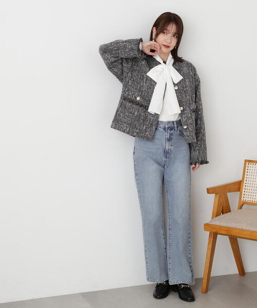 N.（N. Natural Beauty Basic）（エヌエヌナチュラルビューティーベーシック）の「◆リボンタイ付ボリュームブラウス（Tシャツ/カットソー・レディース・オフホワイト/ブルー/ブラック・MEDIUM）」の21枚目の写真