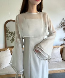 LAUIR（ラウアー）の「フレアスリーブシアーボレロ＋スリットキャミワンピース（ワンピース・レディース）」