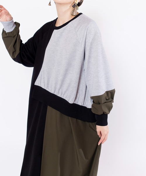 OSMOSIS(オズモーシス)の「配色切替ワンピース(ワンピース・レディース・ブラック/ライトグレー・ONE SIZE)」の8枚目の写真
