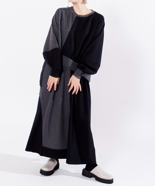 OSMOSIS(オズモーシス)の「配色切替ワンピース(ワンピース・レディース・ブラック/ライトグレー・ONE SIZE)」の13枚目の写真