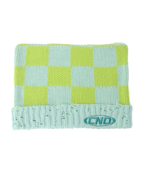 Candy Stripper（キャンディストリッパー）の「CHECKER SQUARE ビーニー（ニットキャップ/ビーニー・レディース・ブルー/ライム/ブラック・FREE）」の8枚目の写真