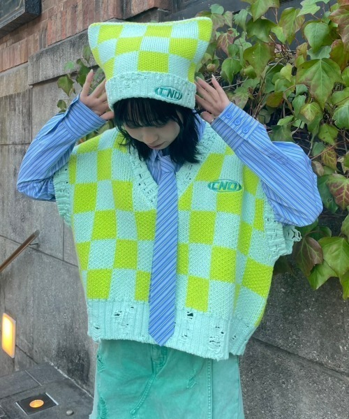 帽子 キャップ CHECKER SQUARE ビーニー ニット帽 ニットキャップ チェッカーボード ビーニー メンズ