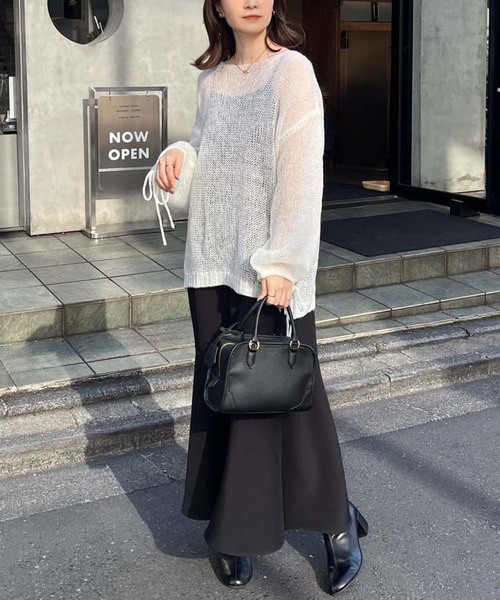 one after another NICE CLAUP(ワンアフターアナザーナイスクラップ)の「モヘアメッシュロングニット(ニット/セーター・レディース・オフホワイト/ライトグレー/ピンク/ブラック・FREE)」の8枚目の写真
