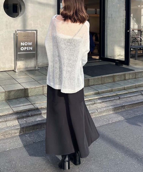 one after another NICE CLAUP(ワンアフターアナザーナイスクラップ)の「モヘアメッシュロングニット(ニット/セーター・レディース・オフホワイト/ライトグレー/ピンク/ブラック・FREE)」の9枚目の写真