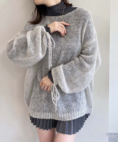 one after another NICE CLAUP(ワンアフターアナザーナイスクラップ)の「モヘアメッシュロングニット(ニット/セーター・レディース・オフホワイト/ライトグレー/ピンク/ブラック・FREE)」の10枚目の写真
