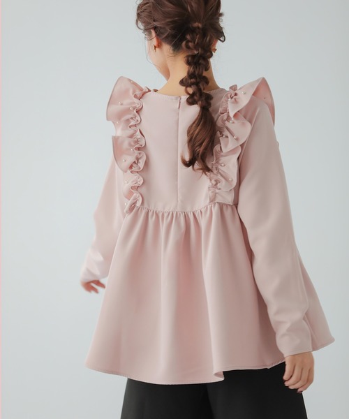 Fit more(フィットモア)の「ショルダーパールフリルペプラムトップス(Tシャツ/カットソー・レディース・Cream/ブラック/ピンク/ネイビー・FREE)」の16枚目の写真