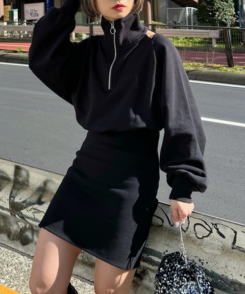 PAGEBOY（ページボーイ）の「カットアウトドッキングワンピース（ワンピース・レディース・オートミール/オフホワイト/ブラック・FREE）」の2枚目の写真