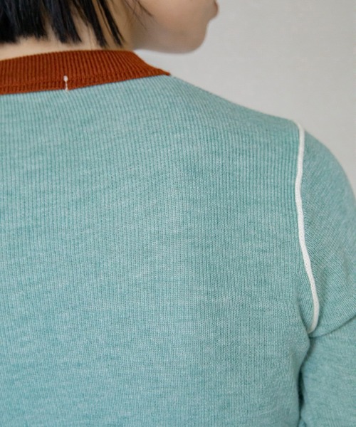 VACANCY（ヴァカンシー）の「配色切替パイピングニット（ニット/セーター・レディース・グリーン/ネイビー/アイボリー・FREE）」の22枚目の写真