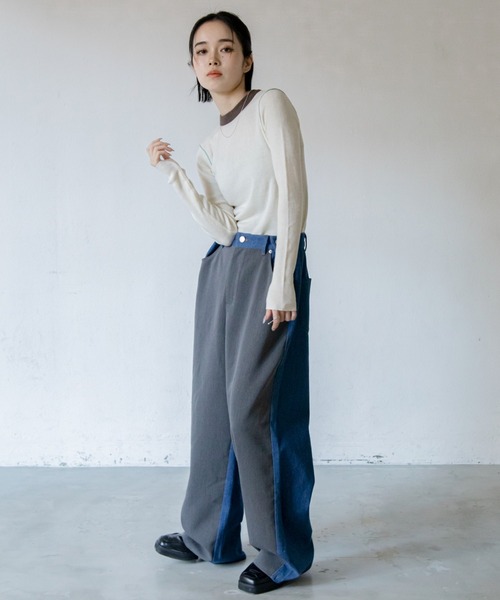 VACANCY（ヴァカンシー）の「配色切替パイピングニット（ニット/セーター・レディース・グリーン/ネイビー/アイボリー・FREE）」の11枚目の写真