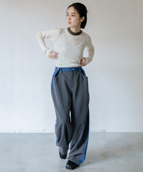 VACANCY（ヴァカンシー）の「配色切替パイピングニット（ニット/セーター・レディース・グリーン/ネイビー/アイボリー・FREE）」の12枚目の写真