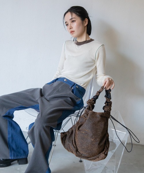 VACANCY（ヴァカンシー）の「配色切替パイピングニット（ニット/セーター・レディース・グリーン/ネイビー/アイボリー・FREE）」の14枚目の写真