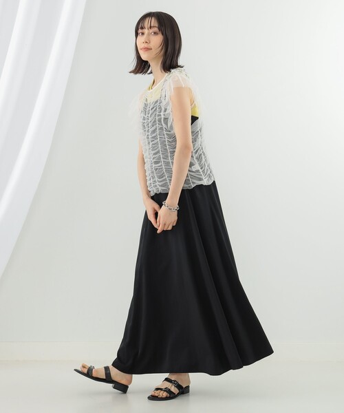 Ray BEAMS（レイビームス）の「シャーリング チュール フレンチスリーブ Tシャツ（Tシャツ/カットソー・レディース・ホワイト/ブルー/ブラック・ONE SIZE）」の7枚目の写真