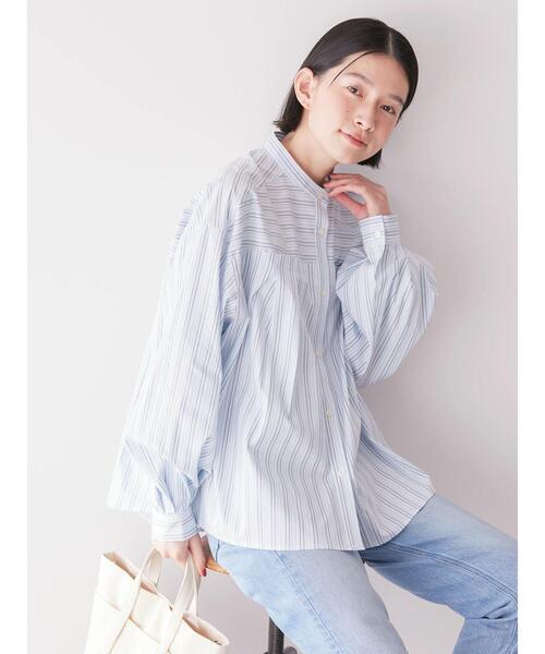 AMERICAN HOLIC(アメリカンホリック)の「イージーケア切替タックワイドシャツ(シャツ/ブラウス・レディース・マルチ/ネイビー系2/サックスブルー系3/グリーン系その他3/ブラック×ホワイト・M/L)」の18枚目の写真